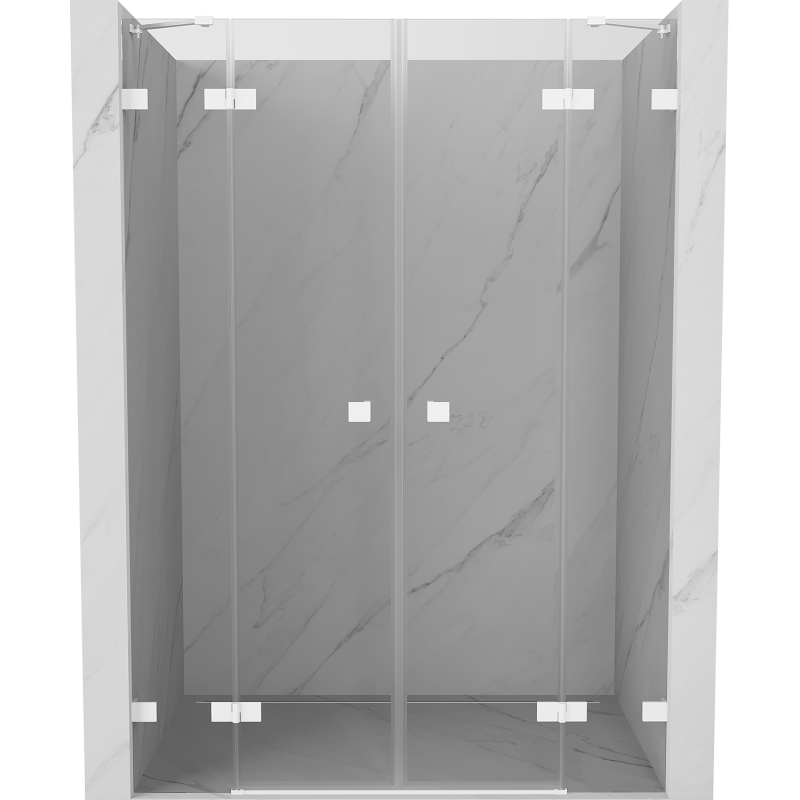 Mexen Lunar Double Shower Doors Hinged 160 cm, Transparent, White - 834D-160-000-20-00