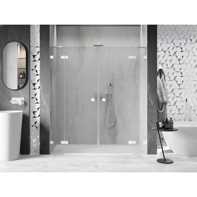 Mexen Lunar Duo 170 cm Pivot Shower Door, Transparent, White - 834D-170-000-20-00
