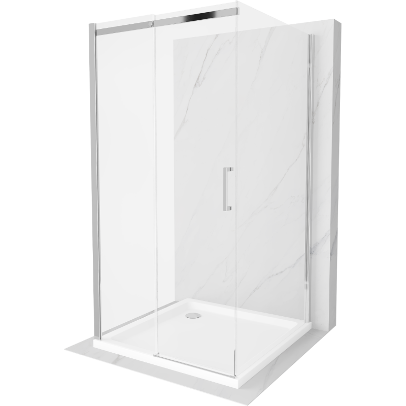 Mexen Omega-3S 3-wall shower cabin, sliding 100x100 cm, transparent, chrome + Flat shower tray - 825-100-100-01-00-3s-4010