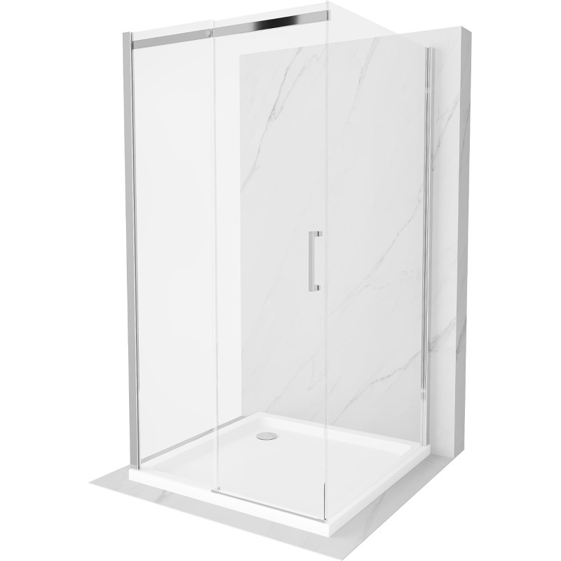 Mexen Omega-3S 3-wall sliding shower cabin, 100x100 cm, transparent, chrome + Flat shower tray - 825-100-100-01-00-3s-4010