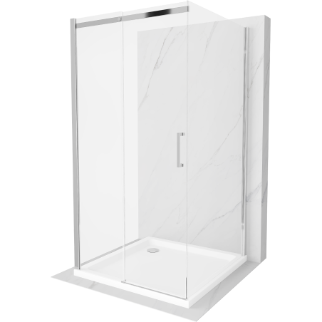 Mexen Omega-3S 3-wall shower cabin, sliding 100x100 cm, transparent, chrome + Flat shower tray - 825-100-100-01-00-3s-4010