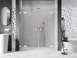 Mexen Lunar Duo 180 cm Swing Shower Doors, Transparent, White - 834D-180-000-20-00