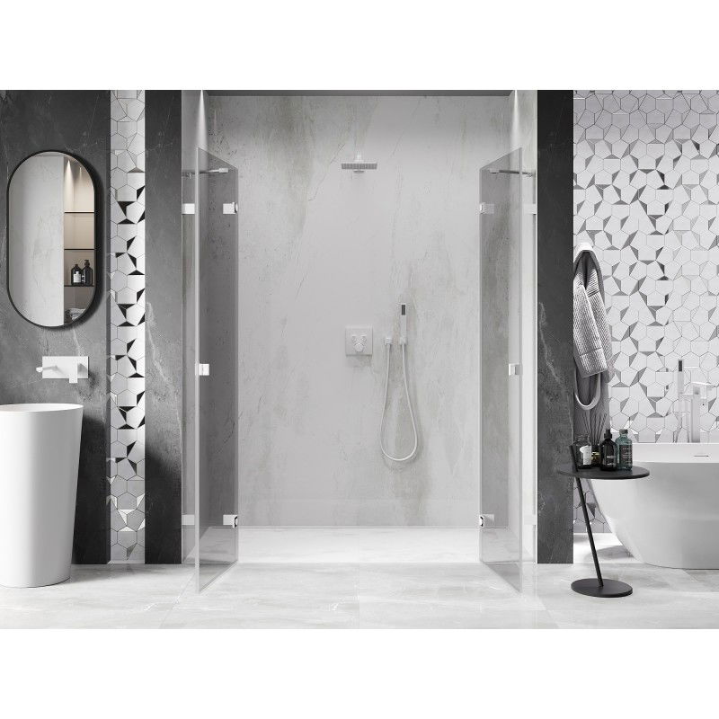 Mexen Lunar Duo 180 cm Swing Shower Doors, Transparent, White - 834D-180-000-20-00