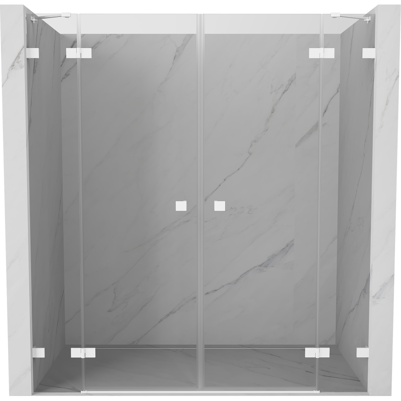 Mexen Lunar Duo 180 cm Swing Shower Doors, Transparent, White - 834D-180-000-20-00