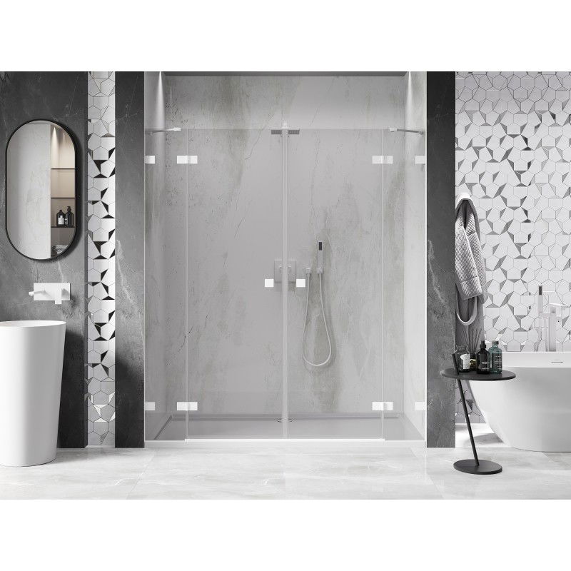 Mexen Lunar Duo hinged shower doors 200 cm, transparent, white - 834D-200-000-20-00