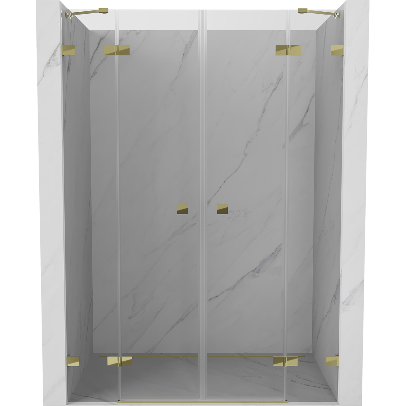 Mexen Lunar Duo 140 cm Hinged Shower Doors, Transparent, Gold - 834D-140-000-50-00