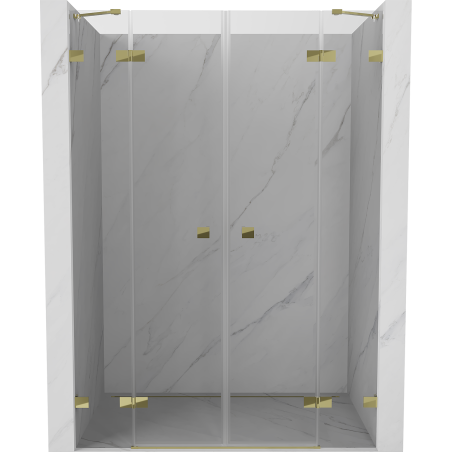 Mexen Lunar Duo 140 cm Hinged Shower Doors, Transparent, Gold - 834D-140-000-50-00