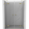 Mexen Lunar Duo 140 cm Hinged Shower Doors, Transparent, Gold - 834D-140-000-50-00
