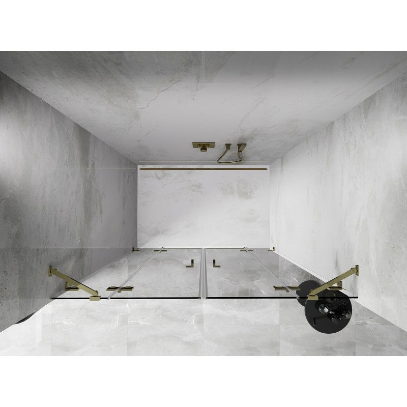 Mexen Lunar Duo 150 cm Hinged Shower Doors, Transparent, Gold - 834D-150-000-50-00