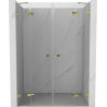 Mexen Lunar Duo 150 cm Hinged Shower Doors, Transparent, Gold - 834D-150-000-50-00