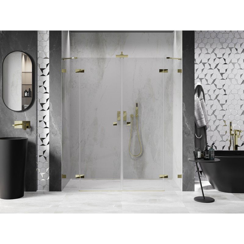 Mexen Lunar Duo Hinged Shower Doors 170 cm, Transparent, Gold - 834D-170-000-50-00