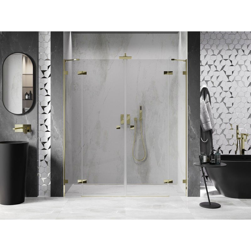 Mexen Lunar Duo Hinged Shower Doors 170 cm, Transparent, Gold - 834D-170-000-50-00