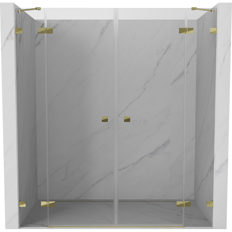 Mexen Lunar Duo 200 cm Hinged Shower Door, Transparent, Gold - 834D-200-000-50-00