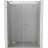 Mexen Lunar Duo 140 cm Swing Shower Doors, Transparent, Brushed Gold - 834D-140-000-55-00