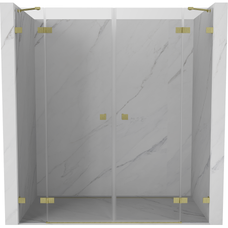Mexen Lunar Duo Swing Shower Doors 170 cm, Transparent, Brushed Gold - 834D-170-000-55-00