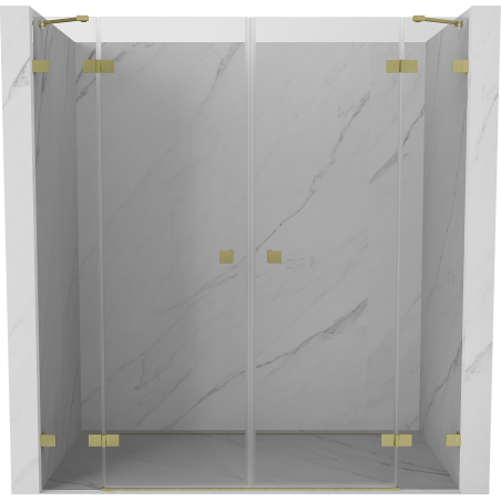 Mexen Lunar Duo Hinged Shower Door 180 cm, Transparent, Brushed Gold - 834D-180-000-55-00