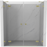 Mexen Lunar Duo Hinged Shower Door 190 cm, Transparent, Brushed Gold - 834D-190-000-55-00