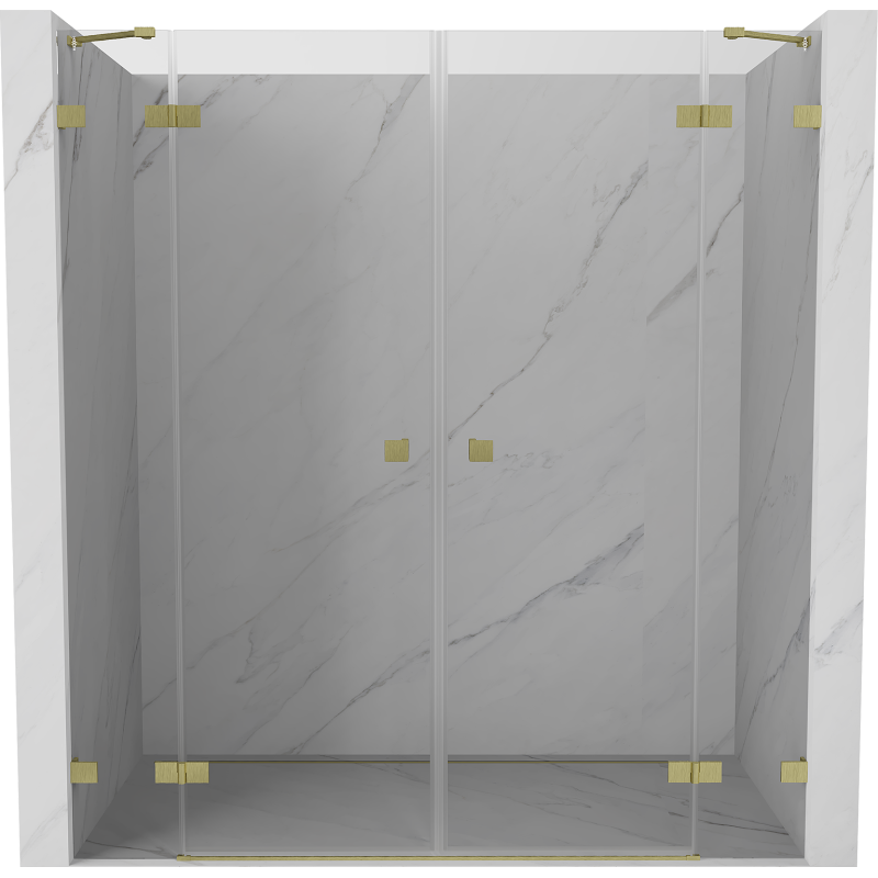 Mexen Lunar Duo shower doors hinged 200 cm, transparent, brushed gold - 834D-200-000-55-00