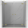 Mexen Lunar Duo shower doors hinged 200 cm, transparent, brushed gold - 834D-200-000-55-00
