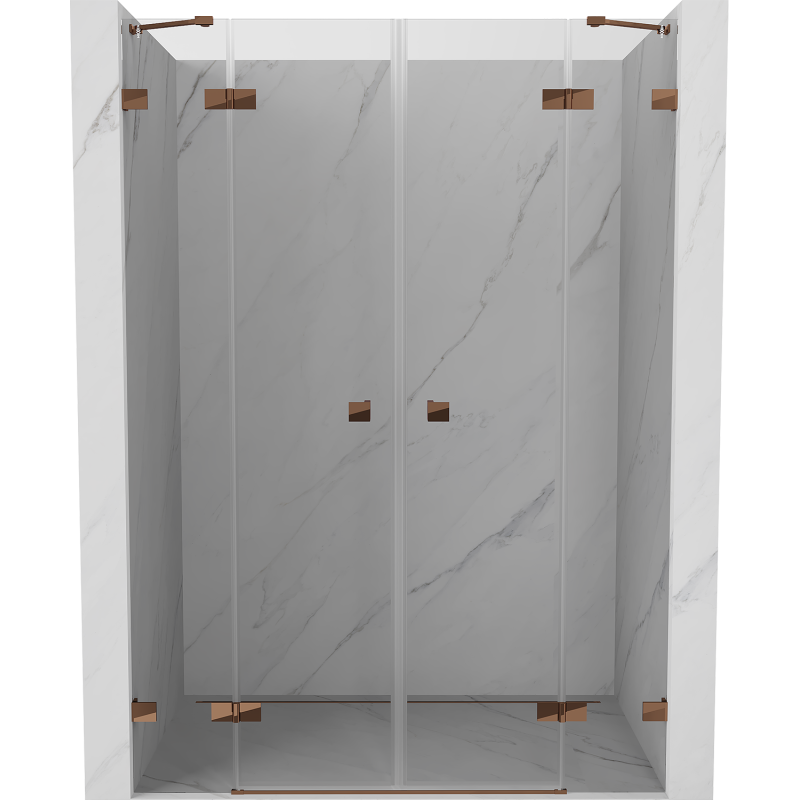 Mexen Lunar Duo Shower Doors, Hinged, 150 cm, Transparent, Rose Gold - 834D-150-000-60-00