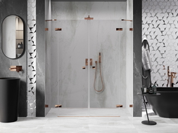 Mexen Lunar Duo Hinged Shower Doors 170 cm, Transparent, Rose Gold - 834D-170-000-60-00