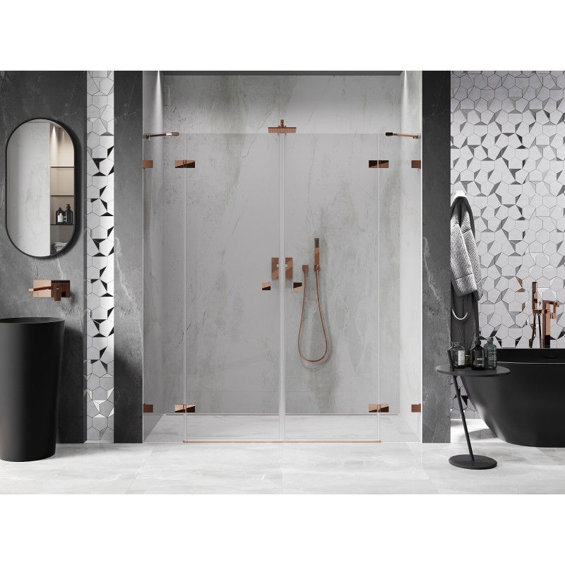 Mexen Lunar Duo Swing Shower Doors 180 cm, Transparent, Rose Gold - 834D-180-000-60-00
