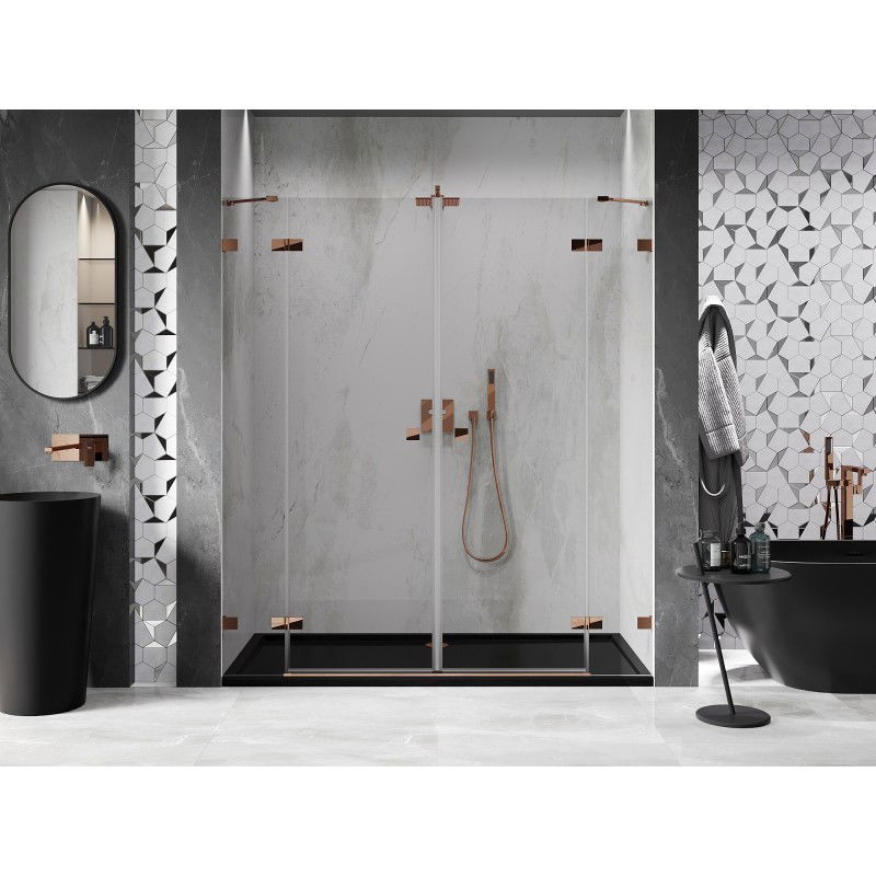 Mexen Lunar Duo Swing Shower Doors 180 cm, Transparent, Rose Gold - 834D-180-000-60-00