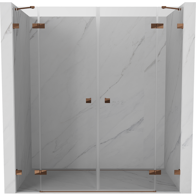 Mexen Lunar Duo 190 cm Pivot Shower Doors, Transparent, Rose Gold - 834D-190-000-60-00
