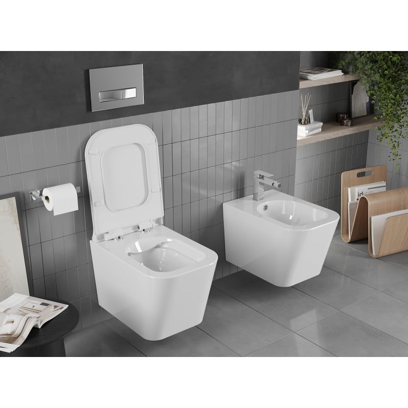 Mexen Teo Rimless WC Bowl with Soft-Close Slim Seat, Duroplast, Glossy White - 30850700