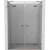 Mexen Lunar Duo shower door hinged 140 cm, transparent, brushed copper - 834D-140-000-65-00