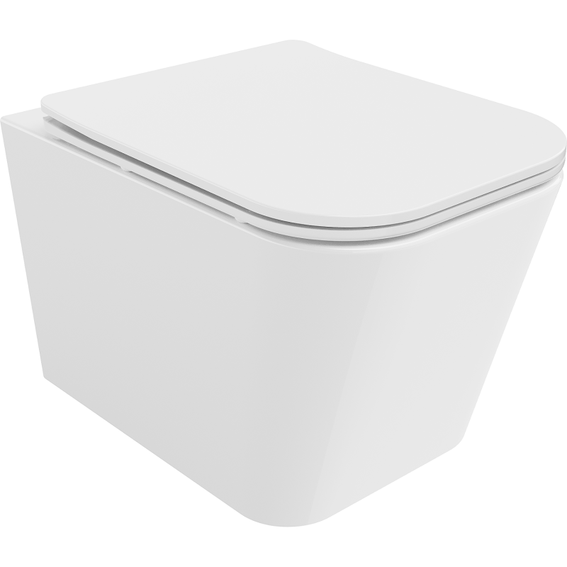 Mexen Teo Rimless toilet bowl with a slim soft close toilet seat, Thermosetting polymer, White - 30850600