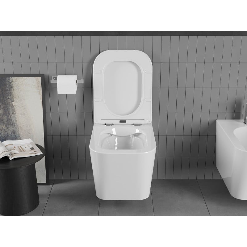 Mexen Teo Rimless WC bowl with soft-close slim seat, duroplast, glossy white - 30850600