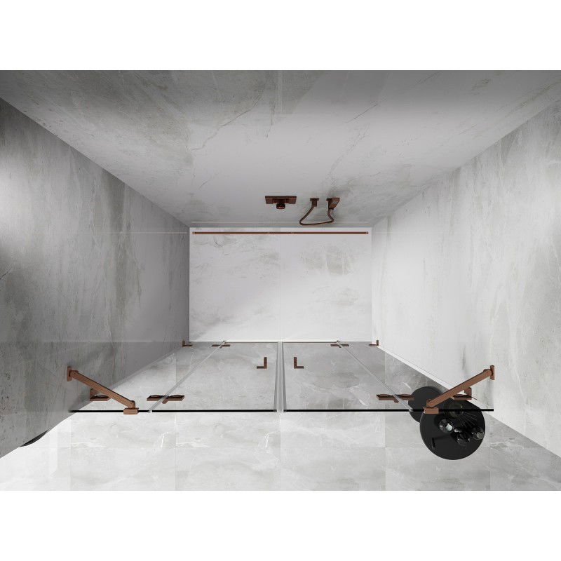 Mexen Lunar Duo shower door, swing 190 cm, transparent, brushed copper - 834D-190-000-65-00