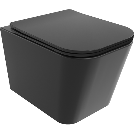 Mexen Teo Rimless toilet bowl with a slim soft close toilet seat, Thermosetting polymer, Black matt - 30850685
