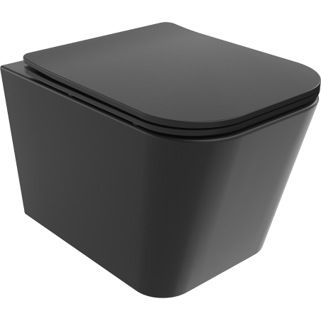 Mexen Teo Rimless WC bowl with soft-close slim seat, duroplast, matte black - 30850685
