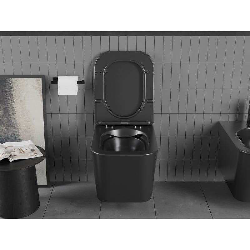 Mexen Teo Rimless WC Bowl with Slim Soft-Close Seat, Duroplast, Black Matt - 30850685
