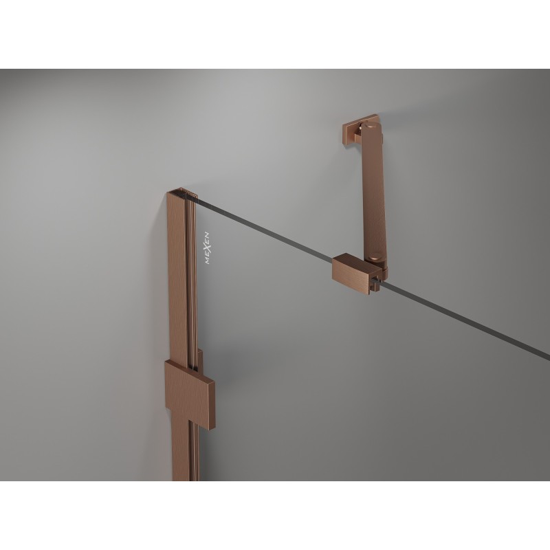 Mexen Lunar Duo Shower Door, Swing Open 200 cm, Transparent, Brushed Copper - 834D-200-000-65-00
