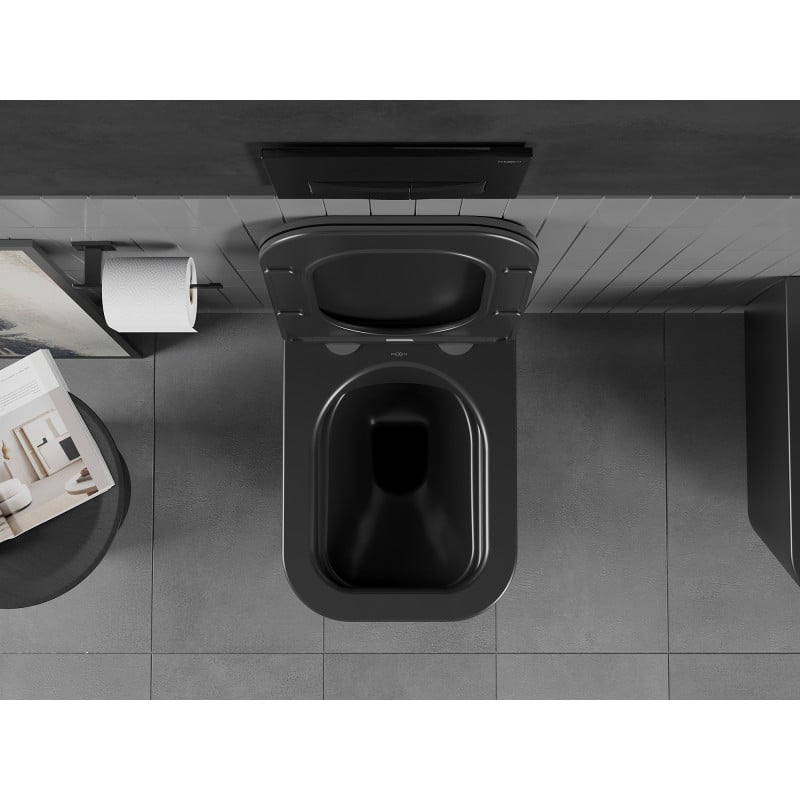 Mexen Teo Rimless WC bowl with soft-close slim seat, duroplast, matte black - 30850685