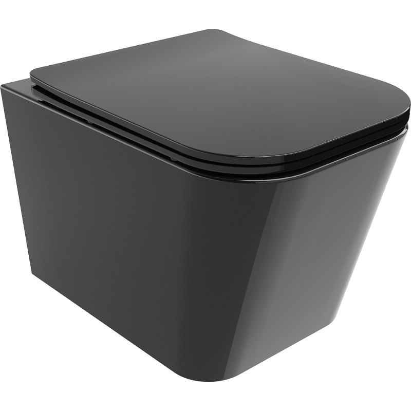 Mexen Teo Rimless WC Bowl with Slow-Close Slim Seat, Duroplast, Black Gloss - 30854070