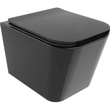 Mexen Teo Rimless WC bowl with slim soft-close seat, duroplast, black gloss - 30854070