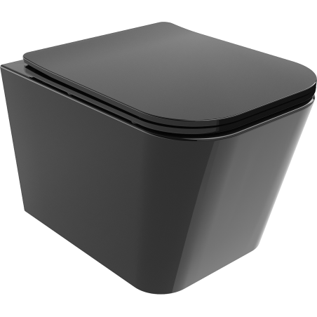 Mexen Teo Rimless WC Bowl with Slow-Close Slim Seat, Duroplast, Black Gloss - 30854070