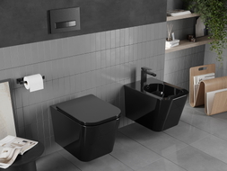 Mexen Teo Rimless WC bowl with slim soft-close seat, duroplast, black gloss - 30854070