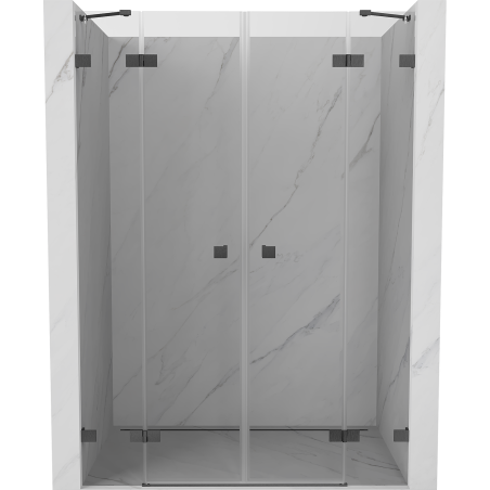 Mexen Lunar Duo 160 cm Hinged Shower Door, Transparent, Brushed Gun Gray - 834D-160-000-66-00