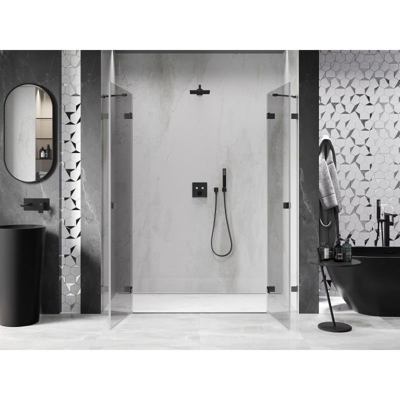 Mexen Lunar Duo 170 cm Hinged Shower Door, Transparent, Brushed Gun Gray - 834D-170-000-66-00