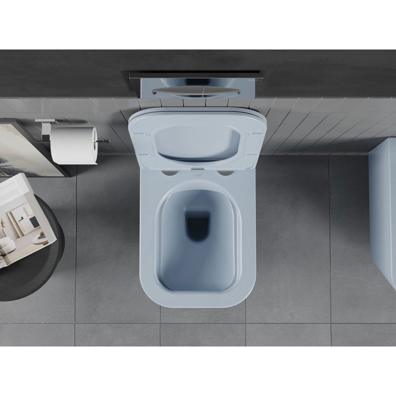Mexen Teo Rimless WC Bowl with Slim Soft-Close Seat, Duroplast, Grey-Blue Matte - 30854069