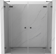 Mexen Lunar Duo 180 cm Hinged Shower Doors, Transparent, Brushed Gun Gray - 834D-180-000-66-00