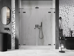 Mexen Lunar Duo Shower Doors Hinged 190 cm, Transparent, Brushed Gun Gray - 834D-190-000-66-00