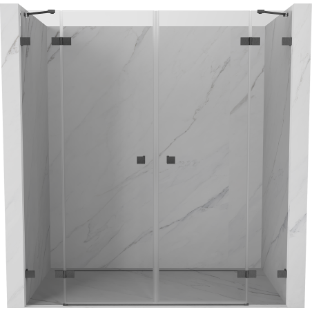 Mexen Lunar Duo Pivot Shower Doors 200 cm, Transparent, Brushed Gun Gray - 834D-200-000-66-00