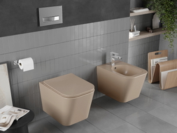 Mexen Teo Rimless WC bowl with slim soft-close seat, duroplast, matte cappuccino - 30854064