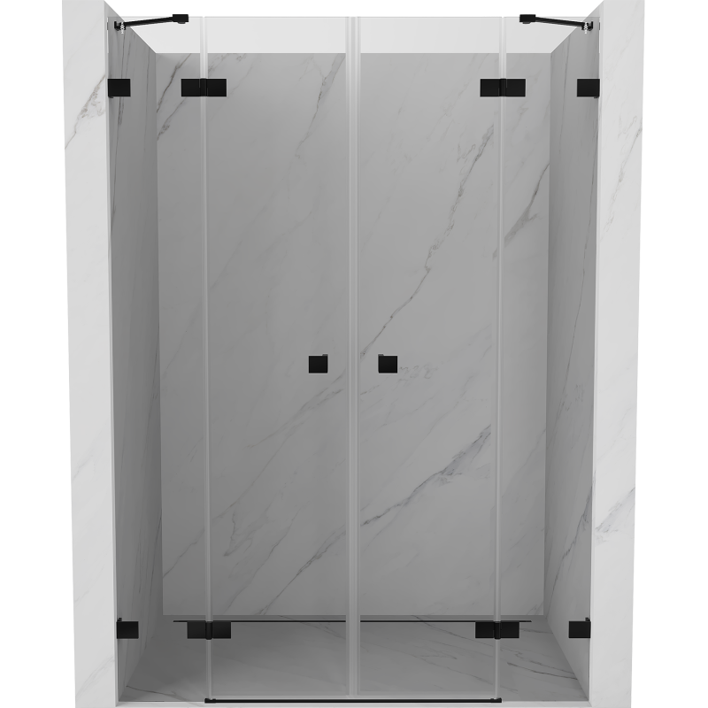 Mexen Lunar Duo 140 cm Hinged Shower Door, Transparent, Black - 834D-140-000-70-00